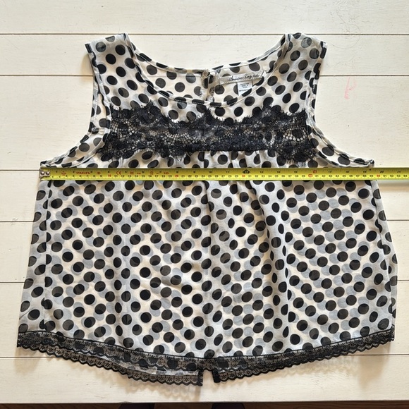 American Rag black and cream polka dot crop top - Picture 4 of 5
